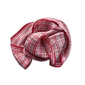 Vintage Pink Plaid Square Scarf Lightweight Acetate Bandana Neck Wrap Retro
